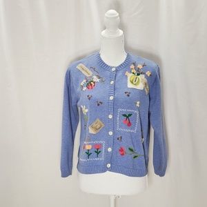 Talbots Petites Blue  Cardigan Sweater Size S
